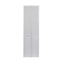 30 X 80-Inch White Seabrooke PVC Louver-Over-Panel Bifold Door -Home-Building Hardware 102655251 HR