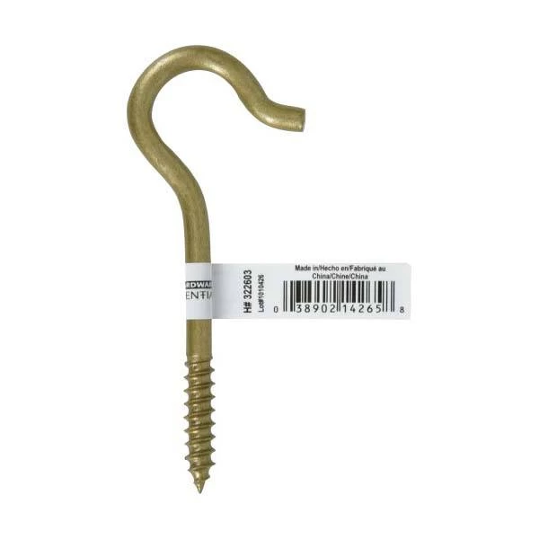 Hillman 3-7/8-Inch #4 Thread Gold Zinc Ceiling Hook 2 Hillman 3-7/8-Inch #4 Thread Gold Zinc Ceiling Hook