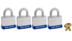 Master Lock 1-1/2-Inch Keyed Alike Padlock 4-Pack