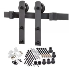 8-Foot Matte Black Bent Strap Barn Door Hardware Kit