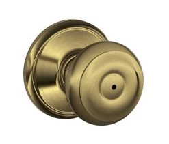 Georgian Knob Bed & Bath Lock Antique Brass