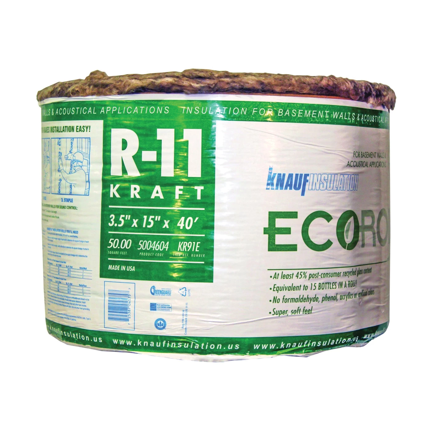 40-Foot X 15-Inch EcoRoll Fiberglass Insulation 3 40-Foot X 15-Inch EcoRoll Fiberglass Insulation