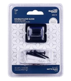 1-3/4-Inch Matte Black Sliding Door Hardware Double Floor Guide