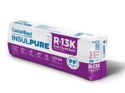 3-1/2-Inch X 15-Inch X 93-Inch R13 Insulpure Kraft Faced Fiberglass Insulation Batts, 125.94-Square Foot