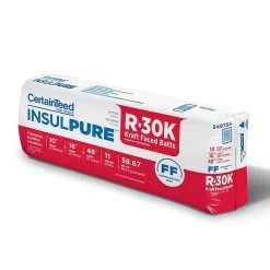 10-Inch X 16-Inch X 48-Inch, 58.67 Sq. Ft. R30 Insulpure Kraft Faced Fiberglass Insulation Batts