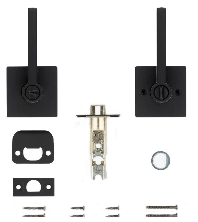 Halifax Square Matte Black Entry Door Lock