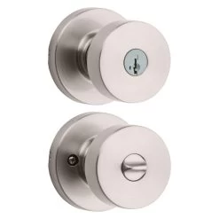 Round Brushed Nickel Pismo Keyed Entry Knob