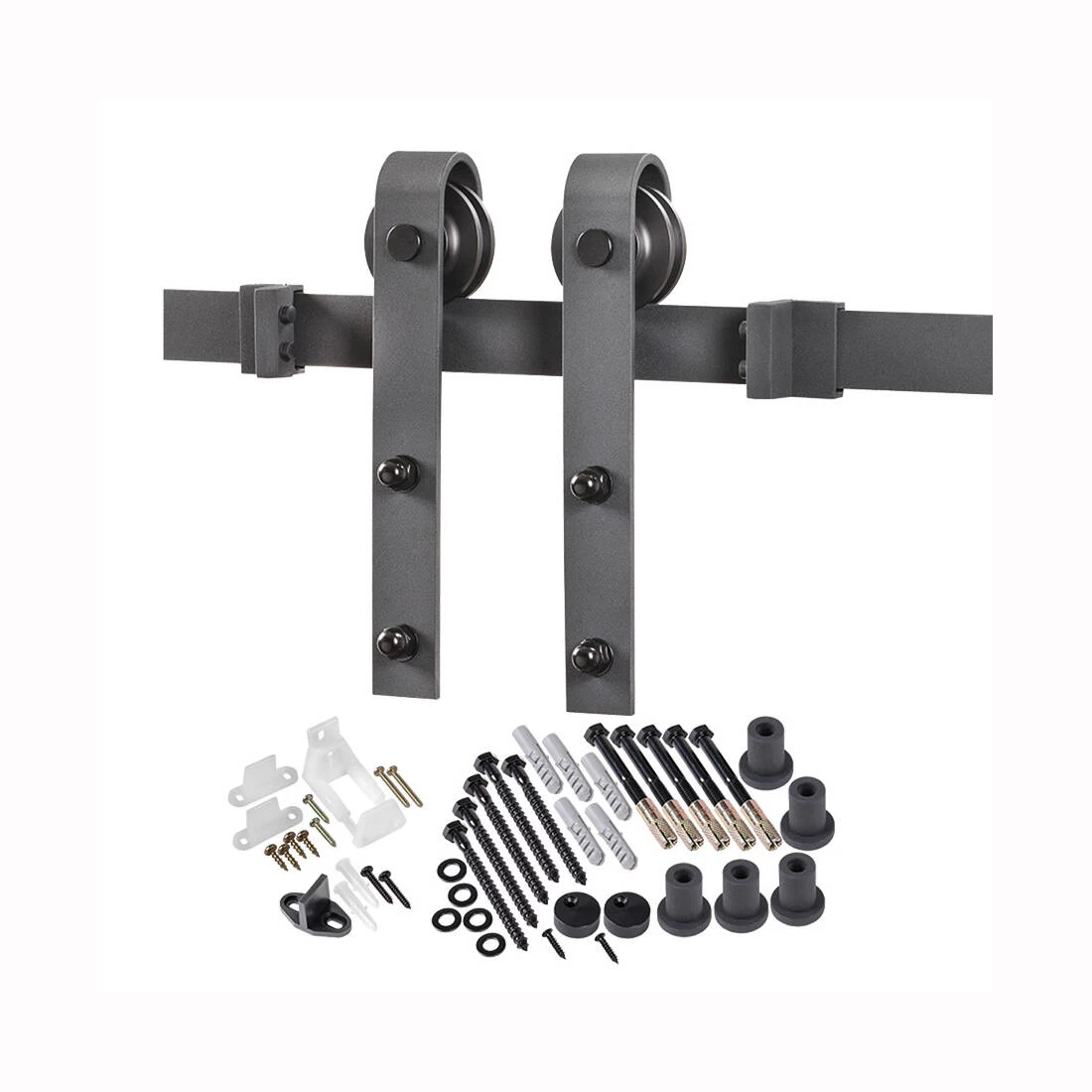 6-1/2-Foot Matte Black Steel Bent Strap Barn Door Hardware Kit For Barn Door 3 6-1/2-Foot Matte Black Steel Bent Strap Barn Door Hardware Kit For Barn Door