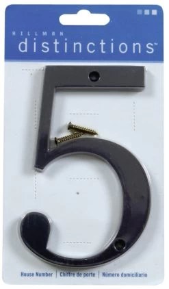 Distinctions #5 - 4 In Black Flush Mount House Numbers