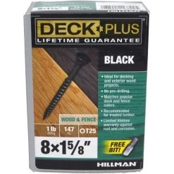 Hillman #8 X 1-5/8-Inch Deck Plus Star-Drive Black Ceramic Deck Screws 1-Pound -Home-Building Hardware 913491 ep 1604432301 5