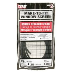 25-Foot .210-Inch Black Vinyl Screen Retainer Spline -Home-Building Hardware P 7527