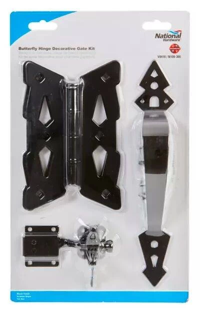 Black Decorative Butterfly Gate Hardware Kit 3 Black Decorative Butterfly Gate Hardware Kit